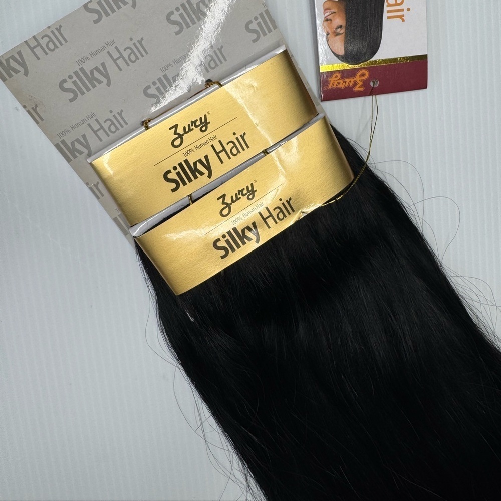 Silky 100% Black Human  Hair Extensions 16 In - Picture 2 of 5